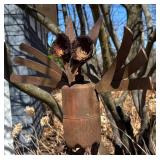 FY - Patina Metal Owl Garden Sculpture on Stake - Outdoor Yard Art by Yard Birds