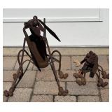 FY - Two Patina Metal Dog Yard Sculptures by Yard Birds