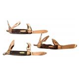 LL - Trio of Case XX Vintage Folding Pocket Knife Set - Jigged Bone Handles