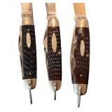 LL - Trio of Case XX Vintage Folding Pocket Knife Set - Jigged Bone Handles