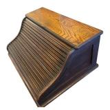 LL - Vintage Oak Roll-Top Desk Top with Tambour & Cubby Storage