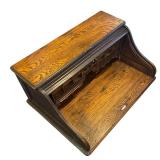 LL - Vintage Oak Roll-Top Desk Top with Tambour & Cubby Storage