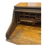 LL - Vintage Oak Roll-Top Desk Top with Tambour & Cubby Storage