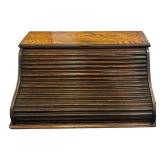 LL - Vintage Oak Roll-Top Desk Top with Tambour & Cubby Storage