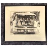 LL - Vintage Black & White Family Car Backseat Photo