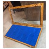 S - Oak Wood Display Case with Glass Top