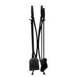 LR - Fireplace Tools Set - 4-Piece Black Iron