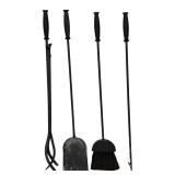 LR - Fireplace Tools Set - 4-Piece Black Iron