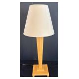 LR - Table Lamp - Wood Pedestal Base with Linen Shade