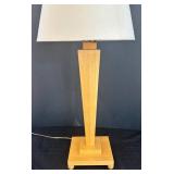 LR - Table Lamp - Wood Pedestal Base with Linen Shade