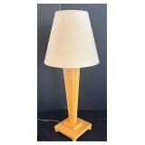 LR - Table Lamp - Wood Pedestal Base with Linen Shade
