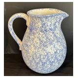 LR - 2-Piece Spongeware Pitcher & Bowl Set - Blue Speckled Glaze