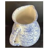 LR - 2-Piece Spongeware Pitcher & Bowl Set - Blue Speckled Glaze
