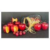 LR - Wooden Apples in Glass Jar with Raffia