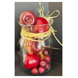 LR - Wooden Apples in Glass Jar with Raffia