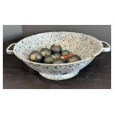 LR - Vintage Enamel Colander with Decorative Wood Balls