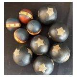 LR - Vintage Enamel Colander with Decorative Wood Balls