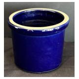 LR - Gaetano Blue Glazed Pitcher with Light Blue Planter, Dark Blue Crock & Floral Plate