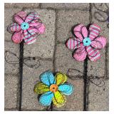 G - Six Bright and Beautiful Metal Flower Garden Stakes