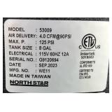 NorthStar Portable Quiet Electric Air Compressor, 1.5 HP, 8-Gallon, 4 CFM @ 90 PSI #53009 Msrp $444.99