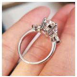 Silver Plated Moissanite Versatile Drop Ring, Size 9 - Brand New