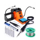 YIHUA 926 III 60W LED Display Soldering Iron Station Kit - 2 Helping Hands, 6 Extra Iron Tips, Roll of Lead-Free Solder, Solder Sucker, S/S Tweezers, °C/ºF Conversion, Auto Sleep & Calibration Suppo