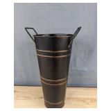 8 Pack of 9" Tall Galvanized Flower Buckets with Handles - Black Copper-Tone Trim - Brand New
