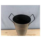 8 Pack of 9" Tall Galvanized Flower Buckets with Handles - Black Copper-Tone Trim - Brand New