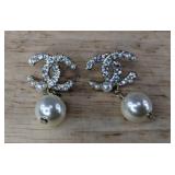 Brand New Pierced Earrings with Crystal Accents and Pearl Drops - Brand New