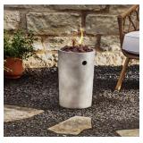 Threshold 17" Pipestone Outdoor Column Fire Pit Gray Modern Propane Gas Firepit with Lava Rock and Cover $120 Retail - Brand New