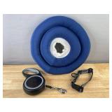 ARRR UFO Neck Collar & Extending Dog Leash & Blue Donut Dog Bed