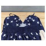 Dress - Patriotic Flag Pattern with Musical Notes - V-Neck - Navy/Red/White - Large - New