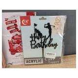 Hallmark & Nicrolandee Party Supplies - Balloons, Backdrop, Cake Topper, Table Covers - Brand New