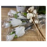 Lavender Artificial Flowers & White Rose Arrangements & Dried Stems - Brand New