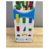 Spin Master Wooden Blocks Set - 100 Blocks, 9 Geometric Shapes, Bright Colors - Brand New