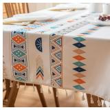 Art Bud Farmhouse Wipeable Tablecloth 55 x 86 in - Brand New