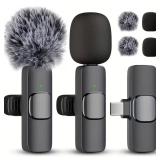 Set of 2 Wireless Lapel Android Microphones, Plug and Play with Noise Reduction - Brand New