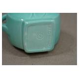 Antique Red Wing Pottery Fondoso Art Deco Mint Green Creamer and Sugar Set