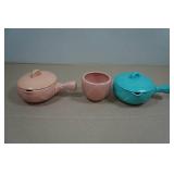 Antique Red Wing Pottery Fondoso Art Deco 4" Covered Dishes and Custard Cup