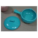 Antique Red Wing Pottery Fondoso Art Deco 4" Covered Dishes and Custard Cup