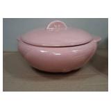 Antique Red Wing Pottery Fondoso Art Deco 9" Covered Dish and 10.5" Bowl