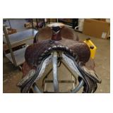 Tooled Leather Western Saddle with Silverplate Accents