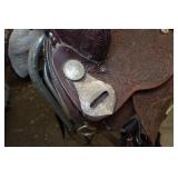 Tooled Leather Western Saddle with Silverplate Accents