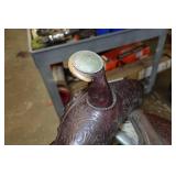 Tooled Leather Western Saddle with Silverplate Accents