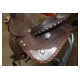 Tooled Leather Western Saddle with Silverplate Accents