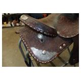 Tooled Leather Western Saddle with Silverplate Accents