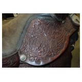 Tooled Leather Western Saddle with Silverplate Accents