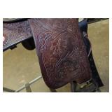 Tooled Leather Western Saddle with Silverplate Accents