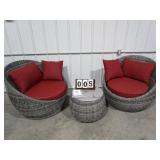 Wicker Barrell Furniture Set - 3 piece