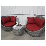 Wicker Barrell Furniture Set - 3 piece